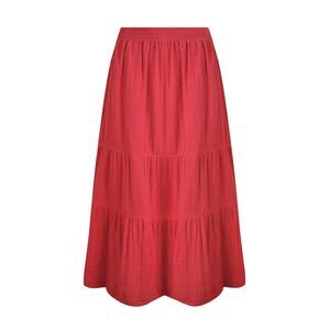 Weird Fish Womens/Ladies Lathika Tiered Natural Cotton Midi Skirt / Crimson